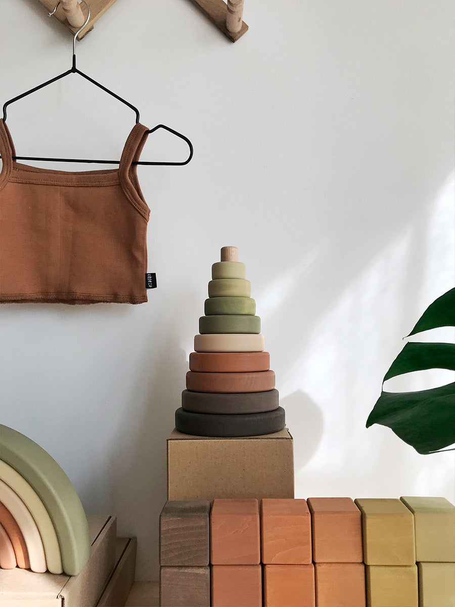 SABO Concept - Wooden Toy Ring Stacker - Olive - Laadlee