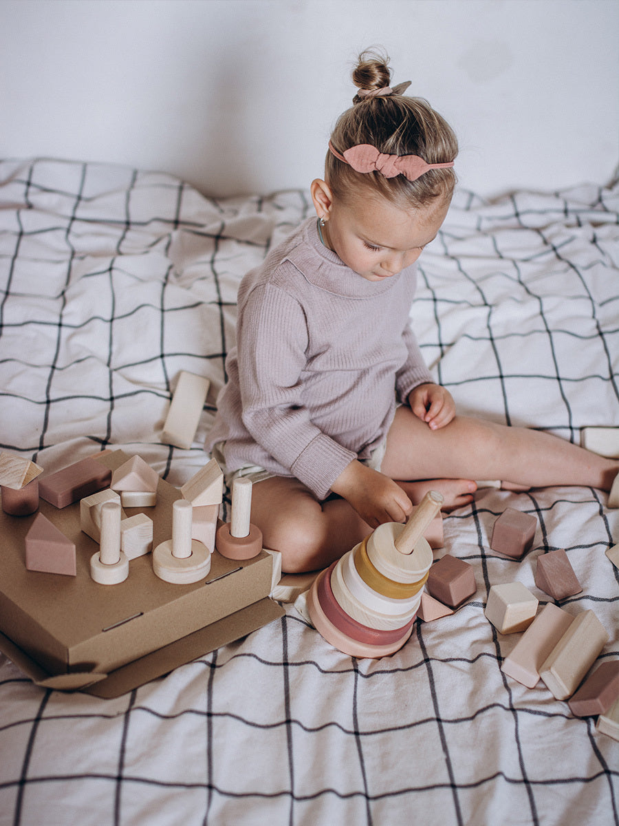 SABO Concept - Wooden Toy Ring Stacker - Light Pink - Laadlee
