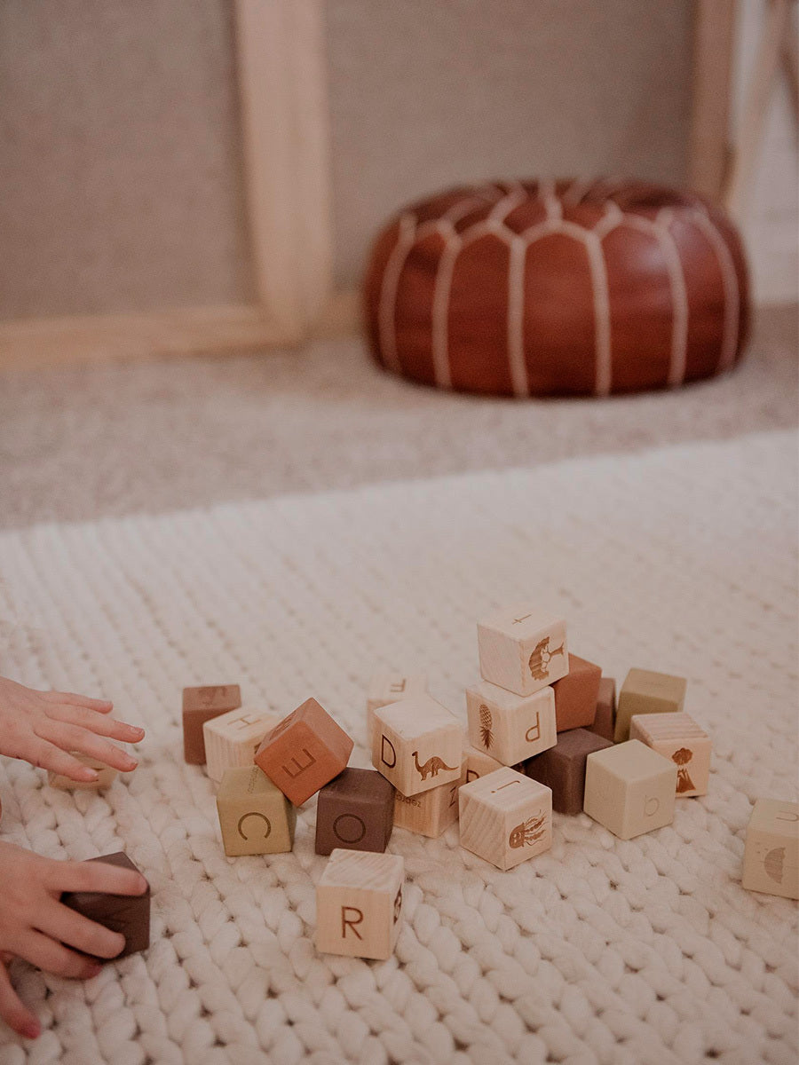 SABO Concept - Wooden English Alphabet Blocks Set - Olive - Laadlee