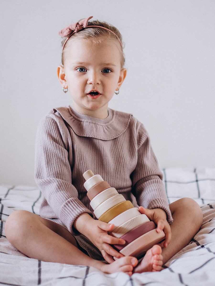 SABO Concept - Wooden Toy Ring Stacker - Light Pink - Laadlee