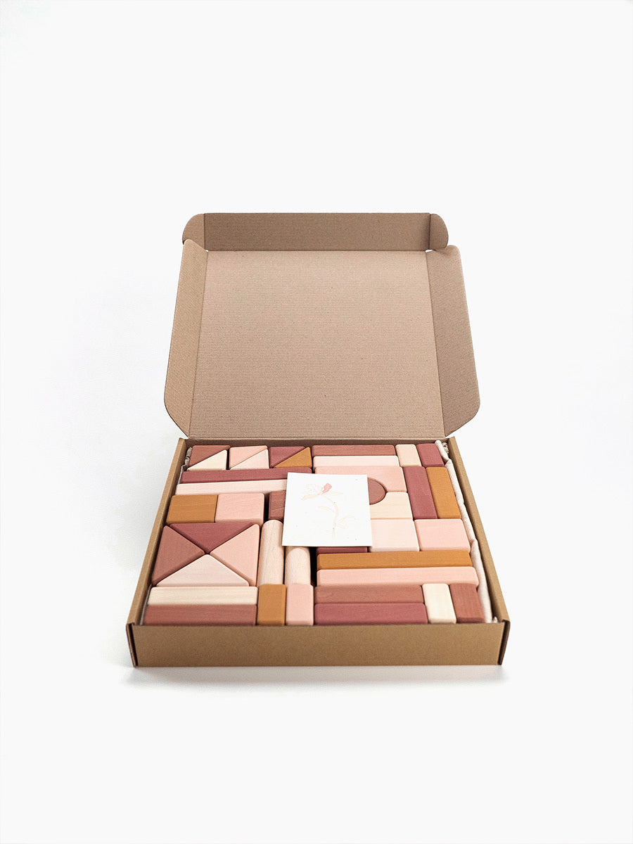 SABO Concept - Wooden Castle Building Blocks Set - Light Pink - Laadlee