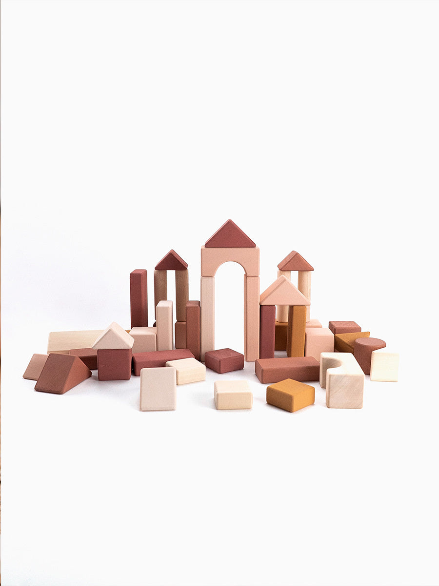 SABO Concept - Wooden Castle Building Blocks Set - Light Pink - Laadlee