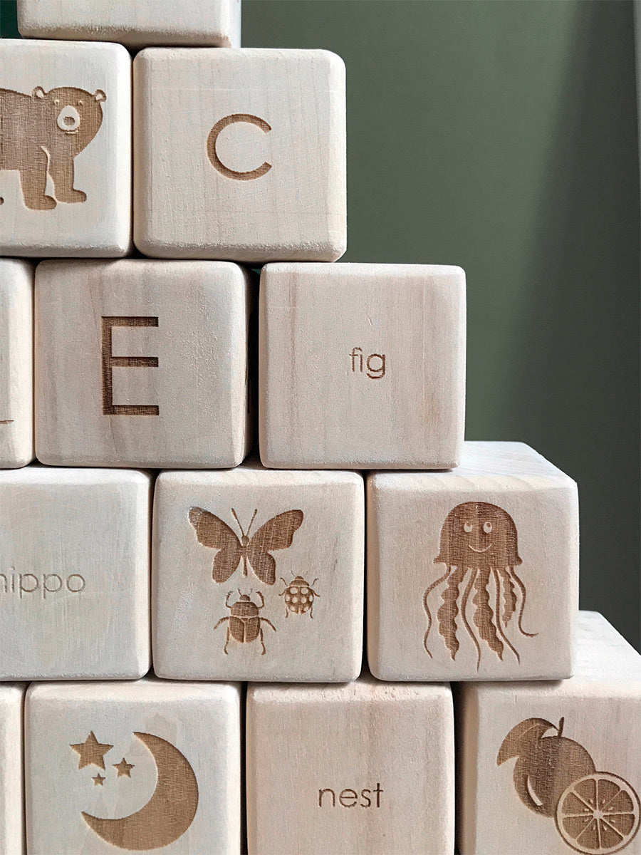 SABO Concept - Wooden English Alphabet Blocks Set - Wood - Laadlee