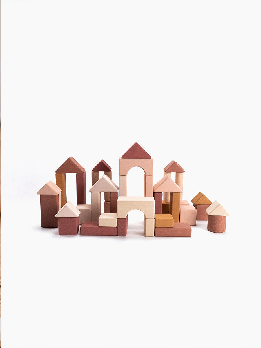 SABO Concept - Wooden Castle Building Blocks Set - Light Pink - Laadlee