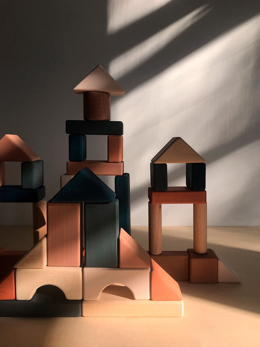 SABO Concept - Wooden Castle Building Blocks Set - Multi-Colored - Laadlee