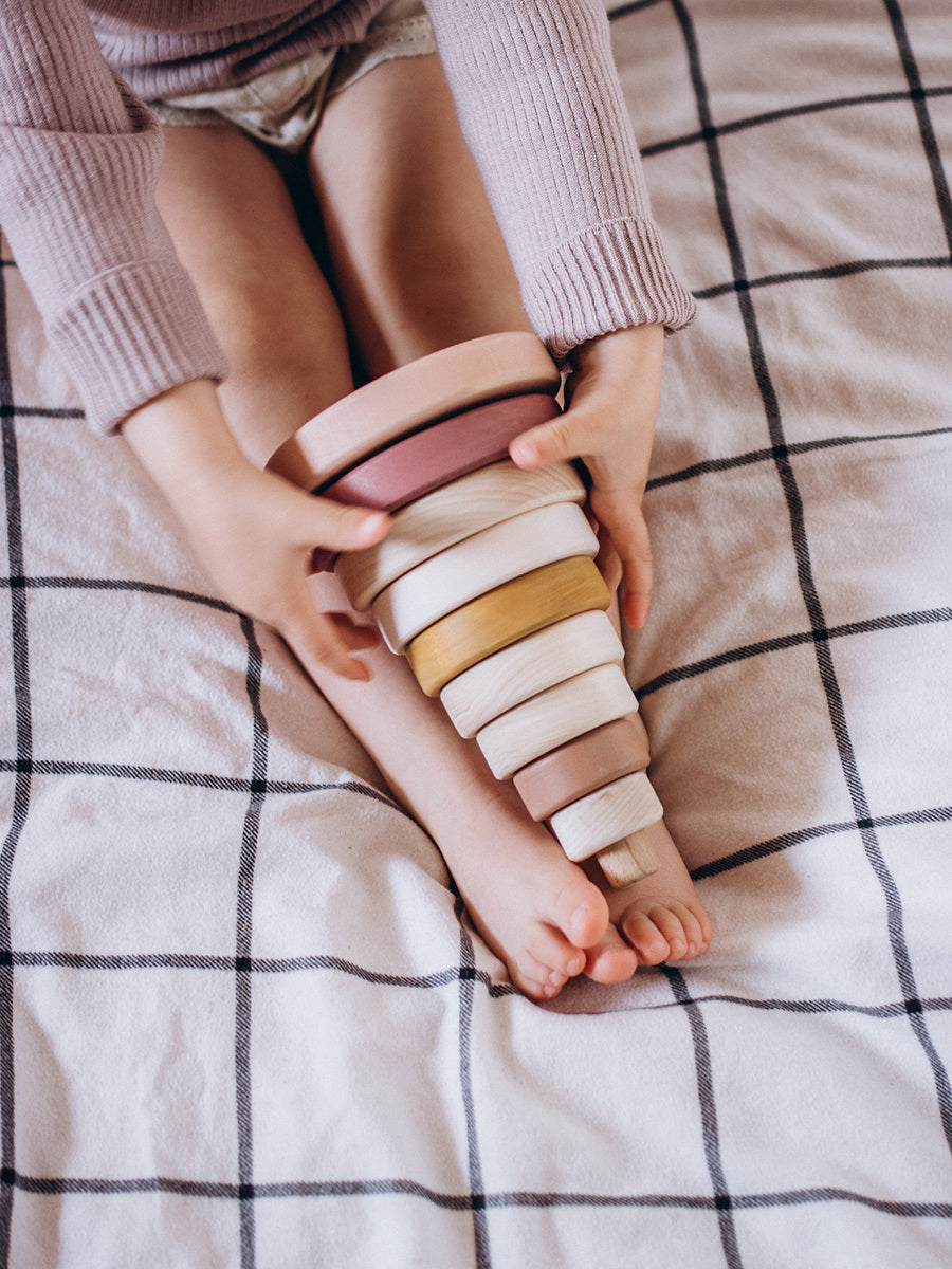 SABO Concept - Wooden Toy Ring Stacker - Light Pink - Laadlee