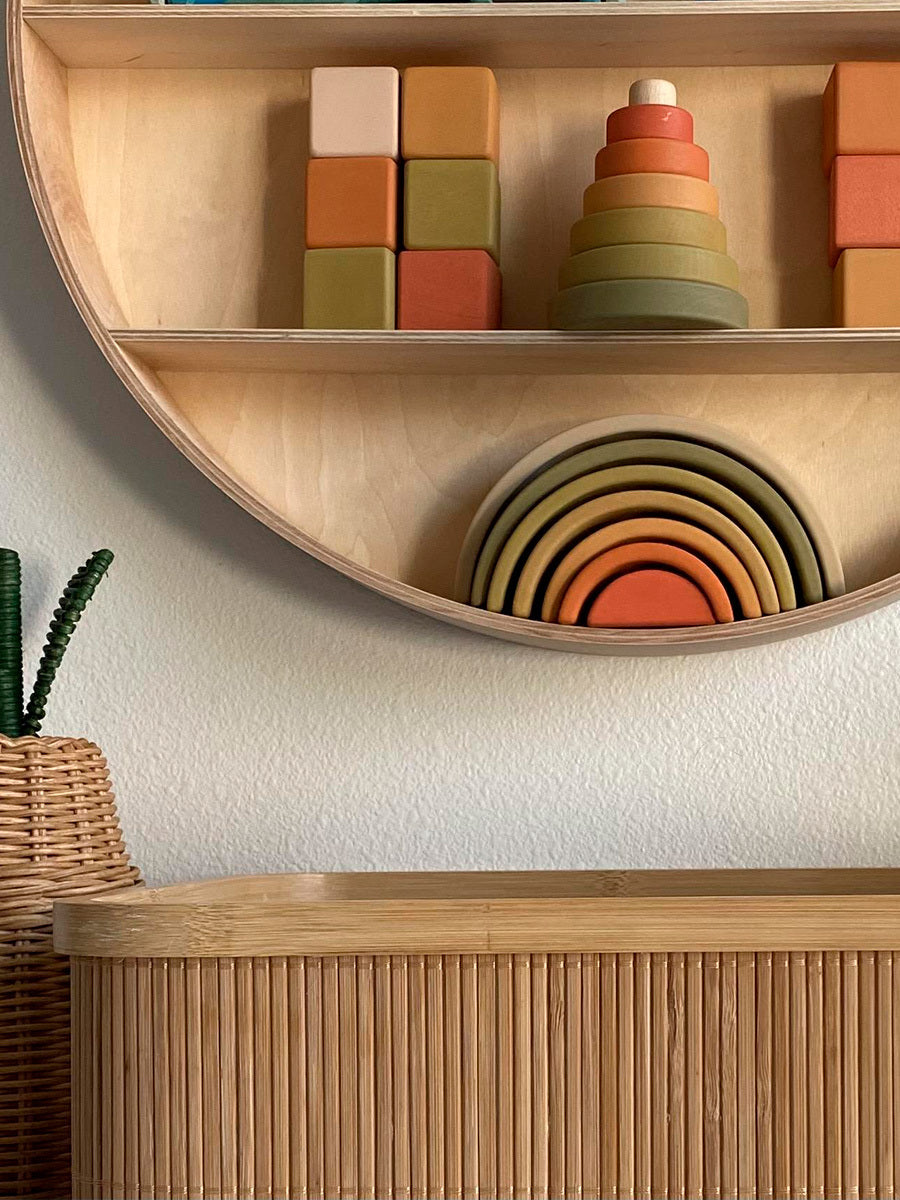 SABO Concept - Wooden Toy Ring Stacker Mini - Flower Meadow - Laadlee