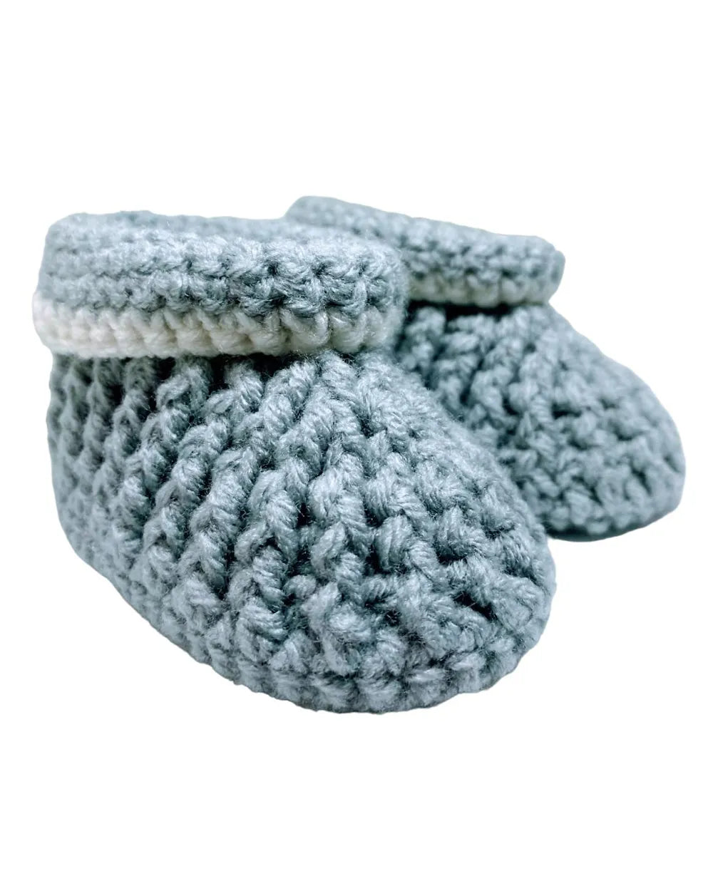 Pikkaboo Cuddles & Snuggles Crochet Baby Booties - Grey - Laadlee