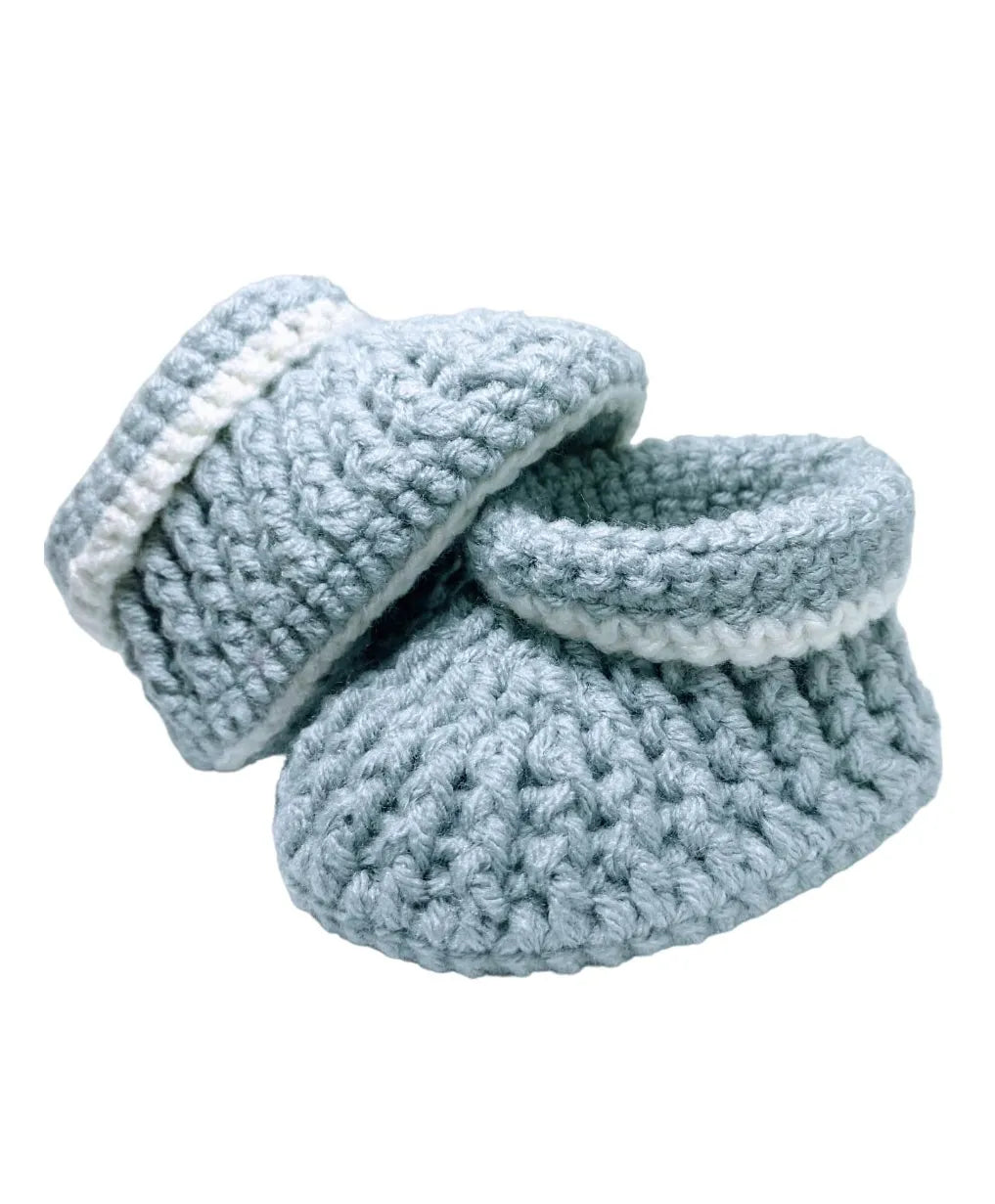 Pikkaboo Cuddles & Snuggles Crochet Baby Booties - Grey - Laadlee