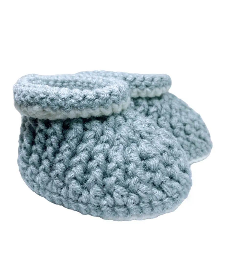 Pikkaboo Cuddles & Snuggles Crochet Baby Booties - Grey - Laadlee