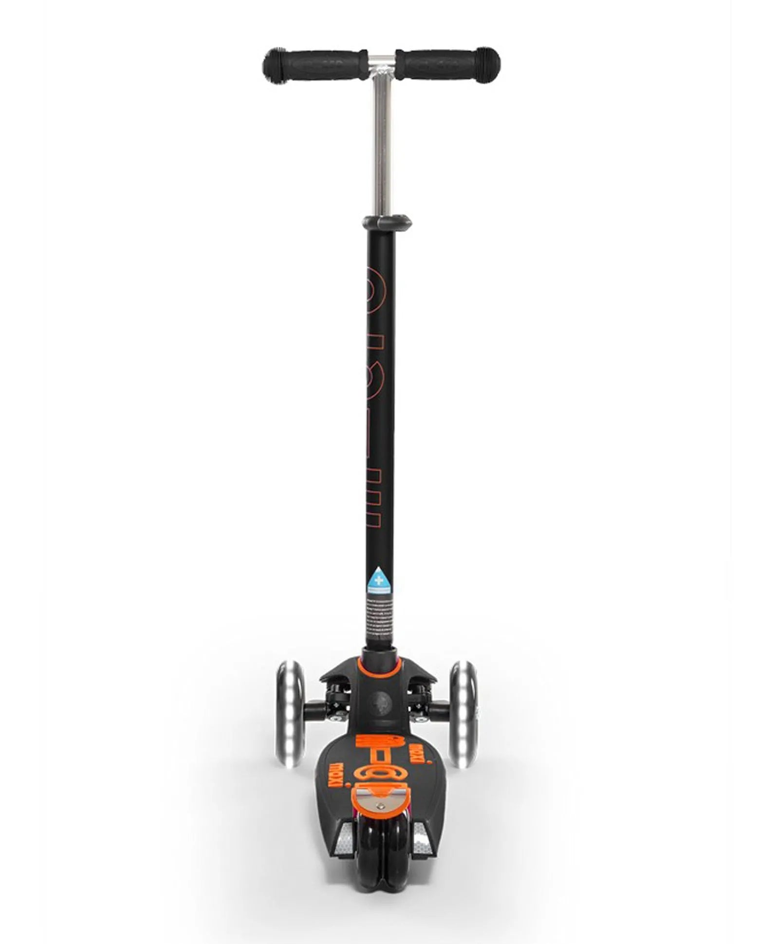 Micro Maxi Deluxe Scooter with LED Wheel - Black & Orange - Laadlee