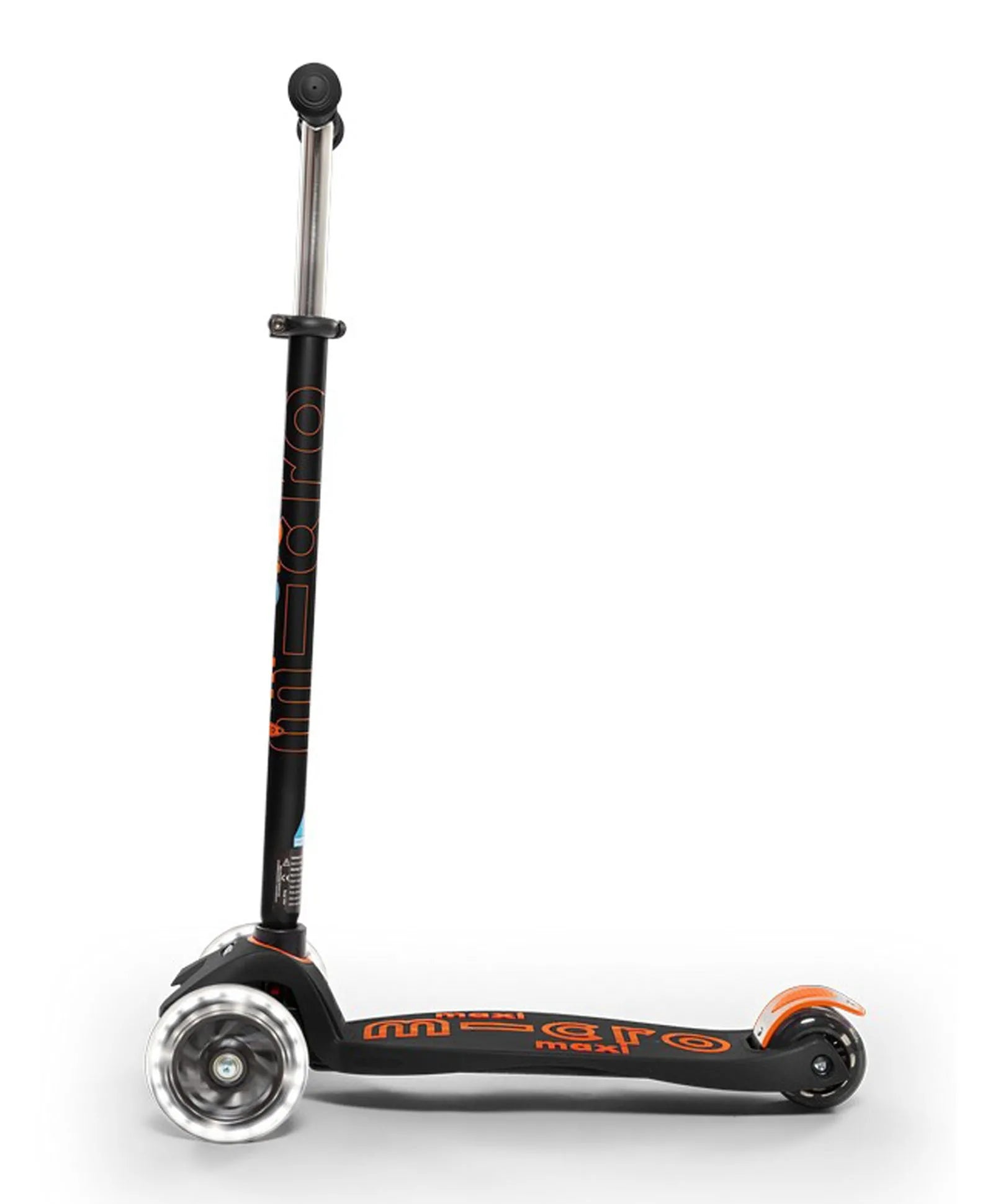 Micro Maxi Deluxe Scooter with LED Wheel - Black & Orange - Laadlee