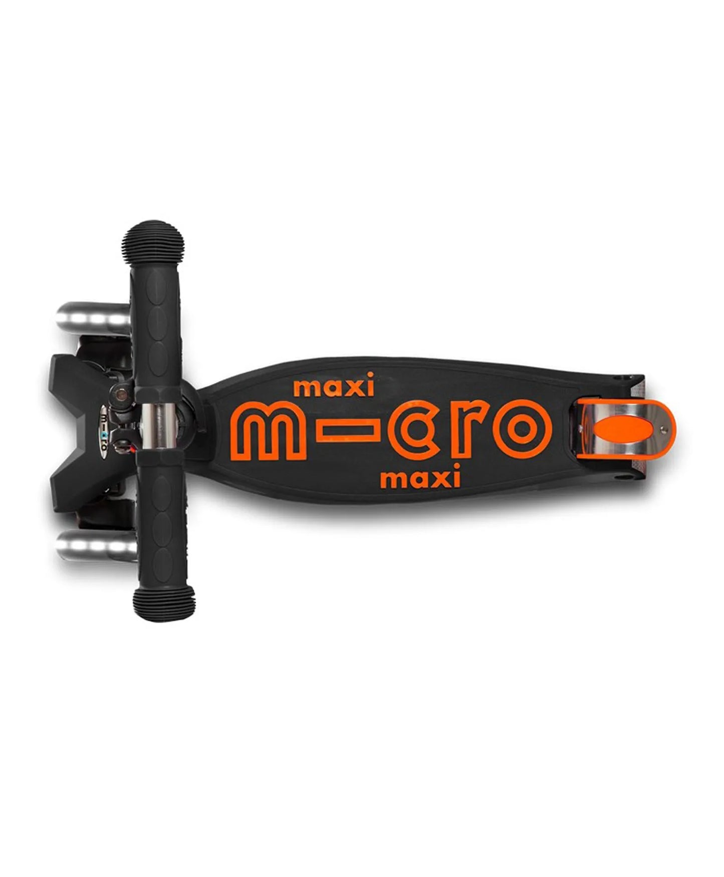 Micro Maxi Deluxe Scooter with LED Wheel - Black & Orange - Laadlee