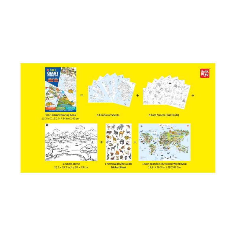 Unik Play 3 in 1 Giant Coloring Book - Laadlee