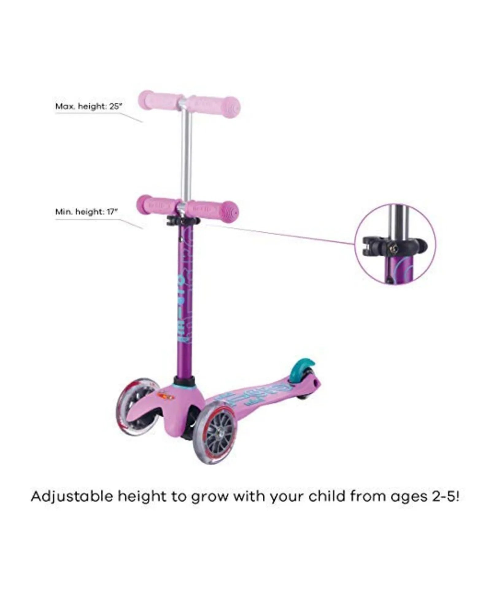 Micro Mini Deluxe Scooter with LED Wheels - Lavender - Laadlee