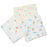 Lulujo 3-Pack Bamboo Muslin Swaddle Blankets - High in the Sky - Laadlee