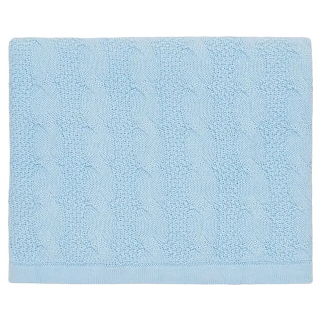 Little IA Blue Cable Knit Baby Blanket - Laadlee