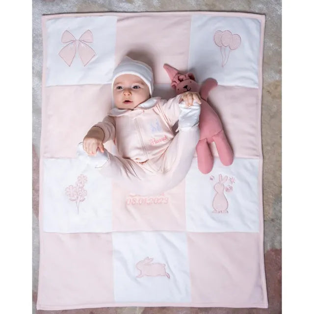 Little IA Organic Cotton Bunny Patchwork Blanket - Laadlee