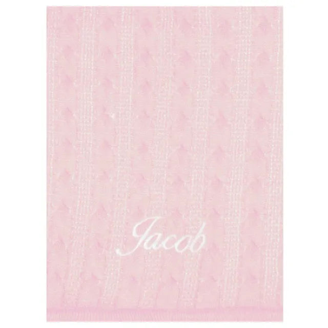Little IA Pink Cable Knit Baby Blanket - Laadlee