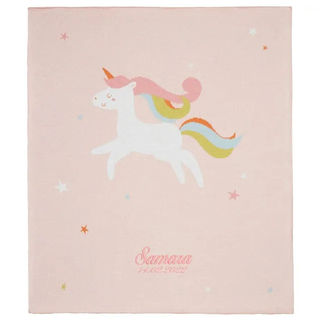 Little IA Unicorn Baby Knit Blanket - Laadlee