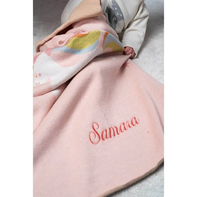 Little IA Unicorn Baby Knit Blanket - Laadlee
