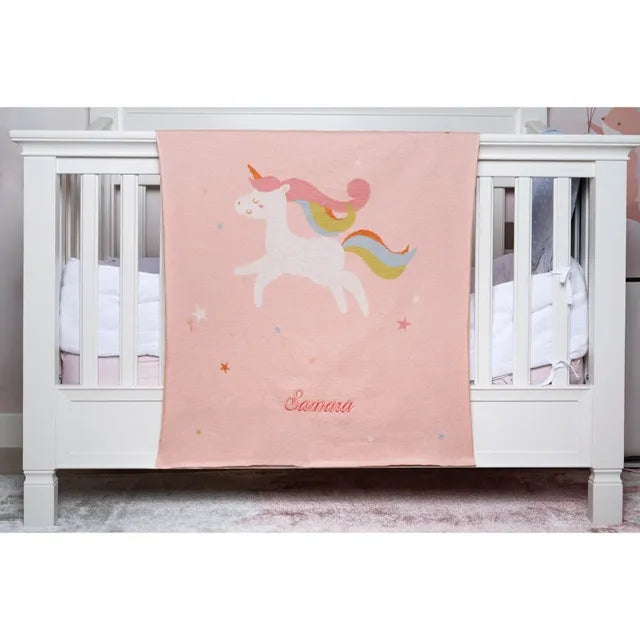 Little IA Unicorn Baby Knit Blanket - Laadlee