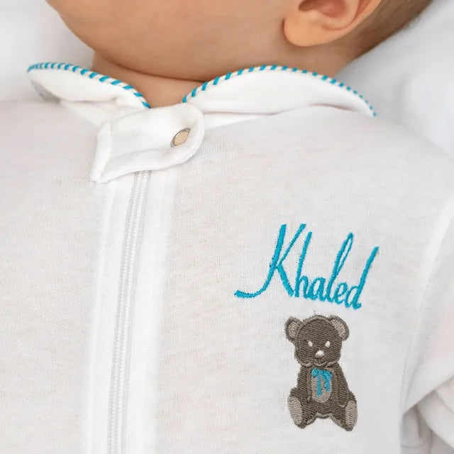 Little IA Teddy Bear Clever Zip Boy Sleepsuit - Laadlee