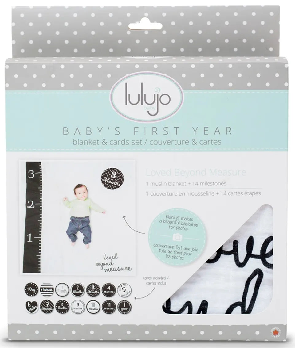 Lulujo Baby's First Year™ Blanket & Card Set - Loved Beyond Measure - Laadlee