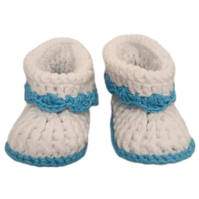 Pikkaboo HeavenlyHugs Handmade Crochet Booties - Blue & White - Laadlee