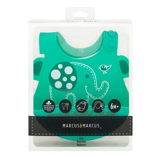 Marcus & Marcus - Wide Coverage Silicone Baby Bib - Ollie - Laadlee