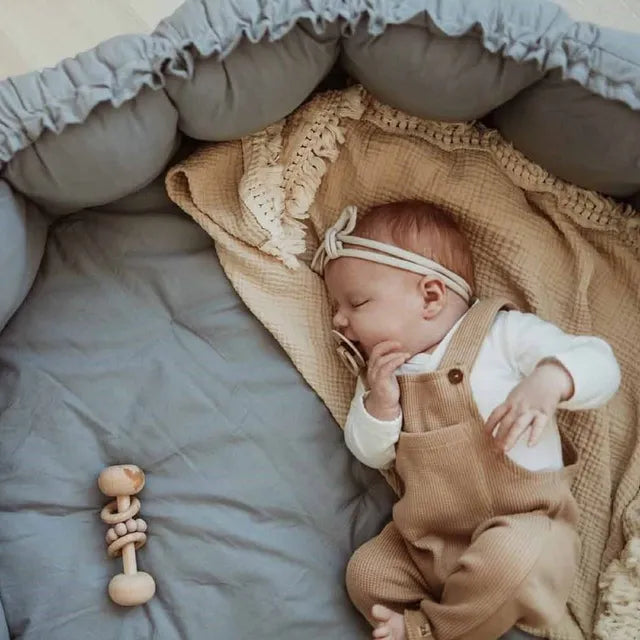 Play & Go Bloom Organic Playmat and Storage Bag - Dusty Blue - Laadlee