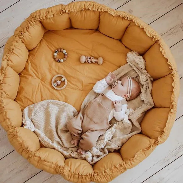 Play & Go Bloom Organic Playmat and Storage Bag - Mustard Chai Tea - Laadlee