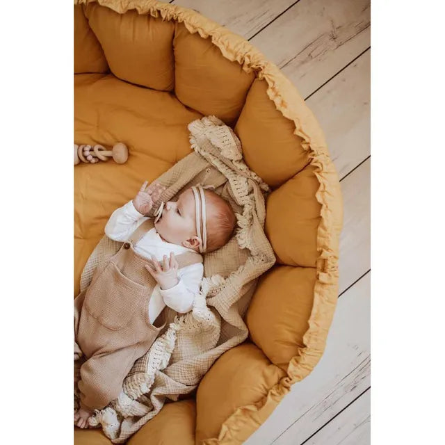 Play & Go Bloom Organic Playmat and Storage Bag - Mustard Chai Tea - Laadlee