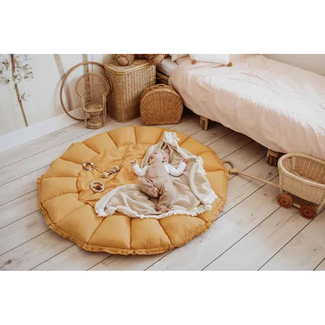 Play & Go Bloom Organic Playmat and Storage Bag - Mustard Chai Tea - Laadlee