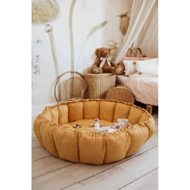 Play & Go Bloom Organic Playmat and Storage Bag - Mustard Chai Tea - Laadlee