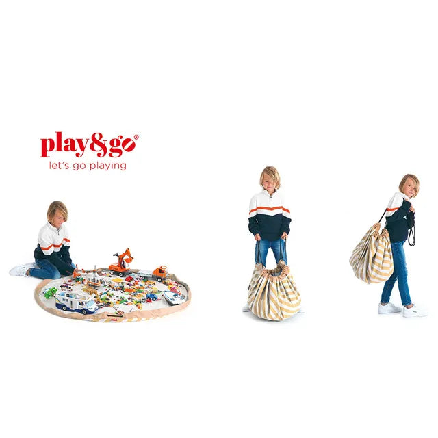Play & Go Playmat & Storage Bag - Stripes Mustard - Laadlee