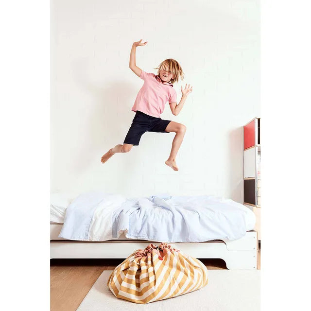 Play & Go Playmat & Storage Bag - Stripes Mustard - Laadlee