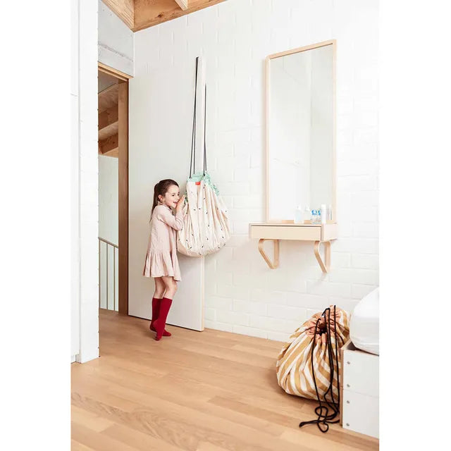 Play & Go Playmat & Storage Bag - Stripes Mustard - Laadlee