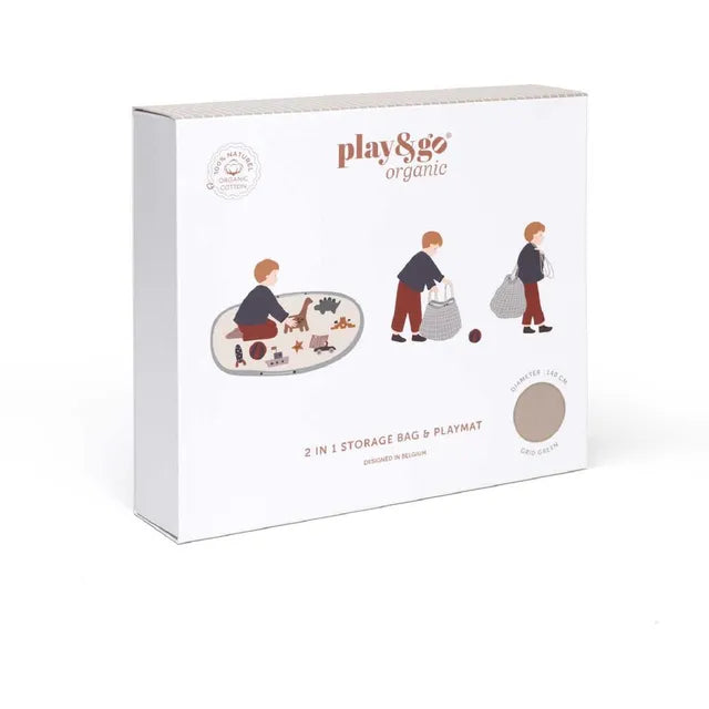 Play & Go Organic Playmat and Storage Bag - Grid Mustard - Laadlee