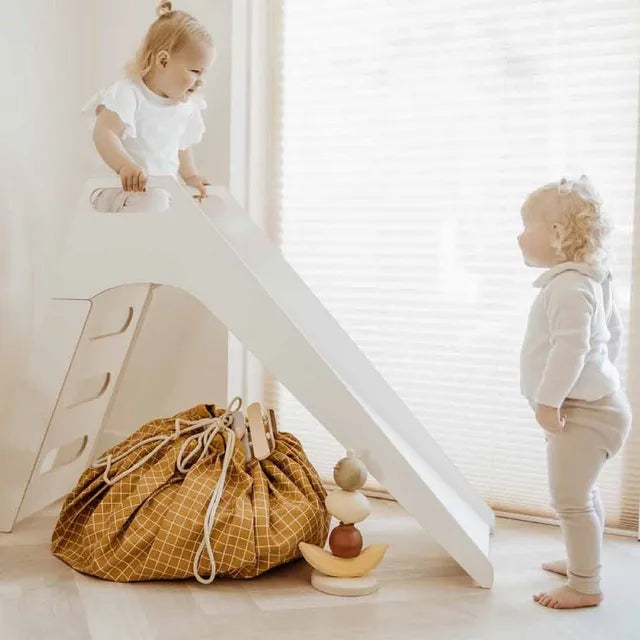 Play & Go Organic Playmat and Storage Bag - Grid Mustard - Laadlee