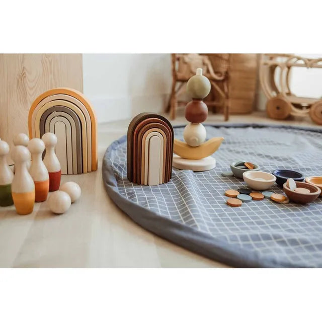 Play & Go Organic Playmat and Storage Bag - Grid Blue - Laadlee