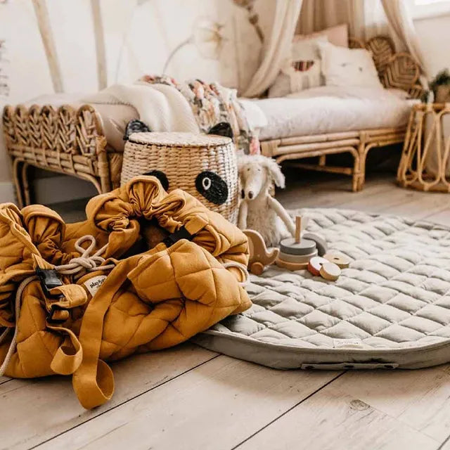 Play & Go Playmat & Storage Bag - Organic Meadow Green - Laadlee