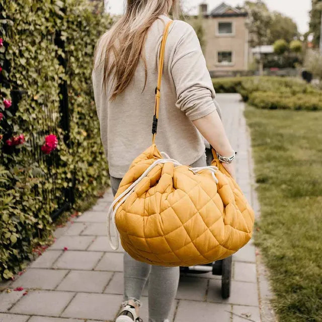 Play & Go Playmat & Storage Bag - Organic Mustard Chai Tea - Laadlee