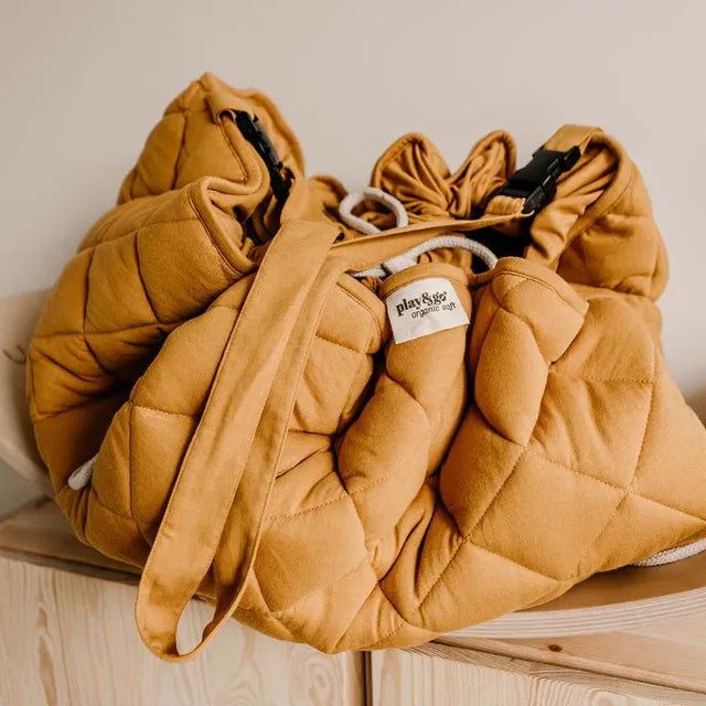 Play & Go Playmat & Storage Bag - Organic Mustard Chai Tea - Laadlee