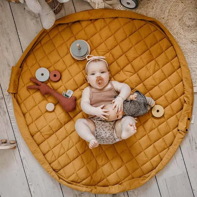 Play & Go Playmat & Storage Bag - Organic Mustard Chai Tea - Laadlee