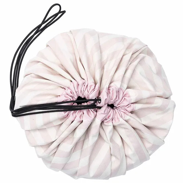 Play & Go Playmat & Storage Bag - Stripes Pink - Laadlee