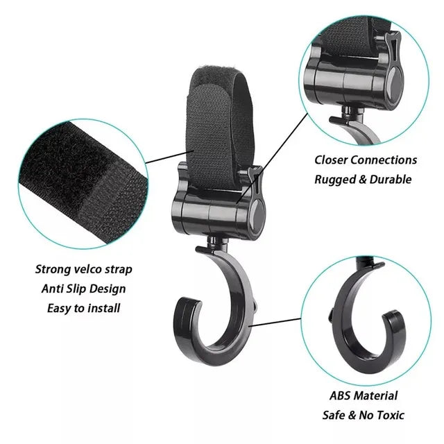 Pikkaboo - 2pcs Multi Purpose 360 Swivel Hooks - Black - Laadlee