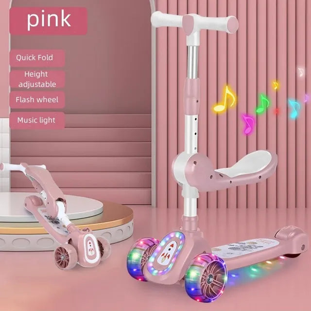 Pikkaboo Mini Rider LED Light Scooter with Music - Pink - Laadlee