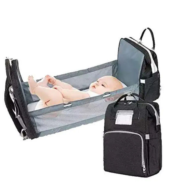 Pikkaboo 4in1 Diaper Bag with Changing Station/Crib-Black - Laadlee