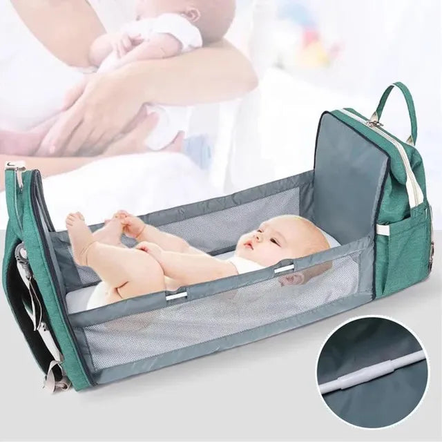 Pikkaboo 4in1 Diaper Bag with Changing Station/Crib-Teal Green - Laadlee